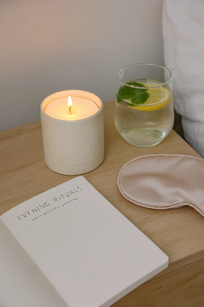 Lino print Botanical Candle Pot with Refill-Clotted Cream - Image 7