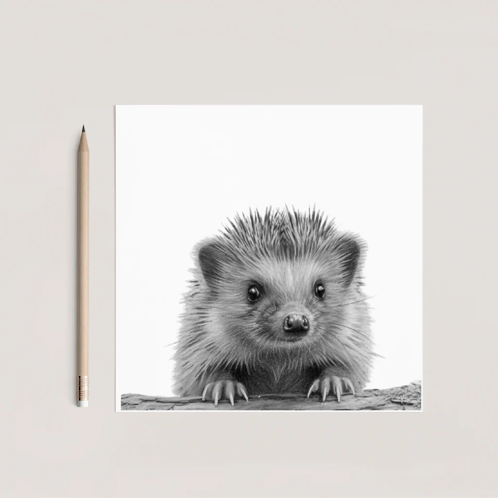 Little Hedgehog Hand Drawn Greeting Card – Cute Wildlife Illustration Countryside Animal Card - Image 3