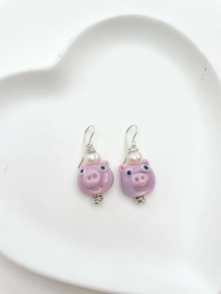 Little Piggy Sterling Silver Earrings - Image 4