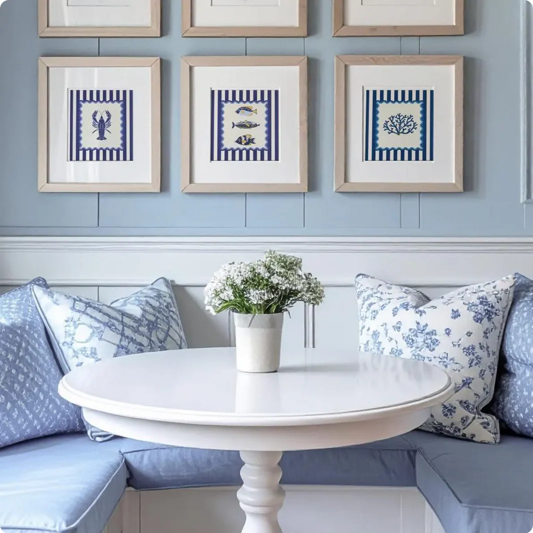 Lobster Coastal Print Blue Striped Artwork Lobster Wall Art - Image 5