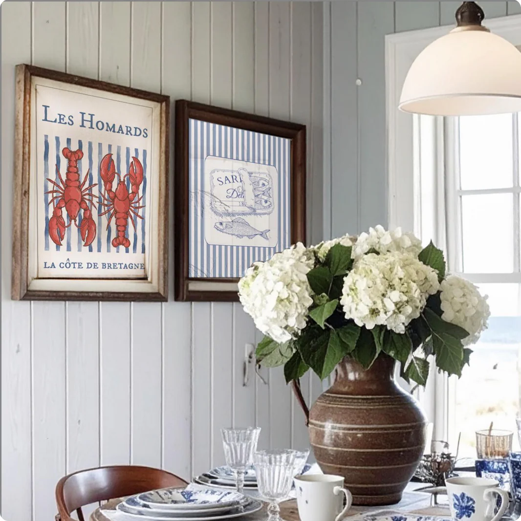 Lobster Print "Les Homards" Coastal Artwork Beach House Decor Fishermen Aesthetic - Image 5