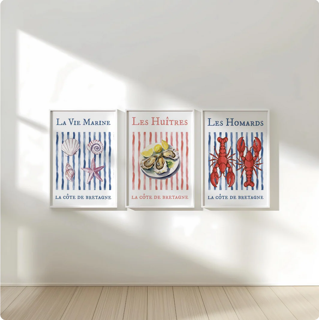 Lobster Print "Les Homards" Coastal Artwork Beach House Decor Fishermen Aesthetic - Image 6
