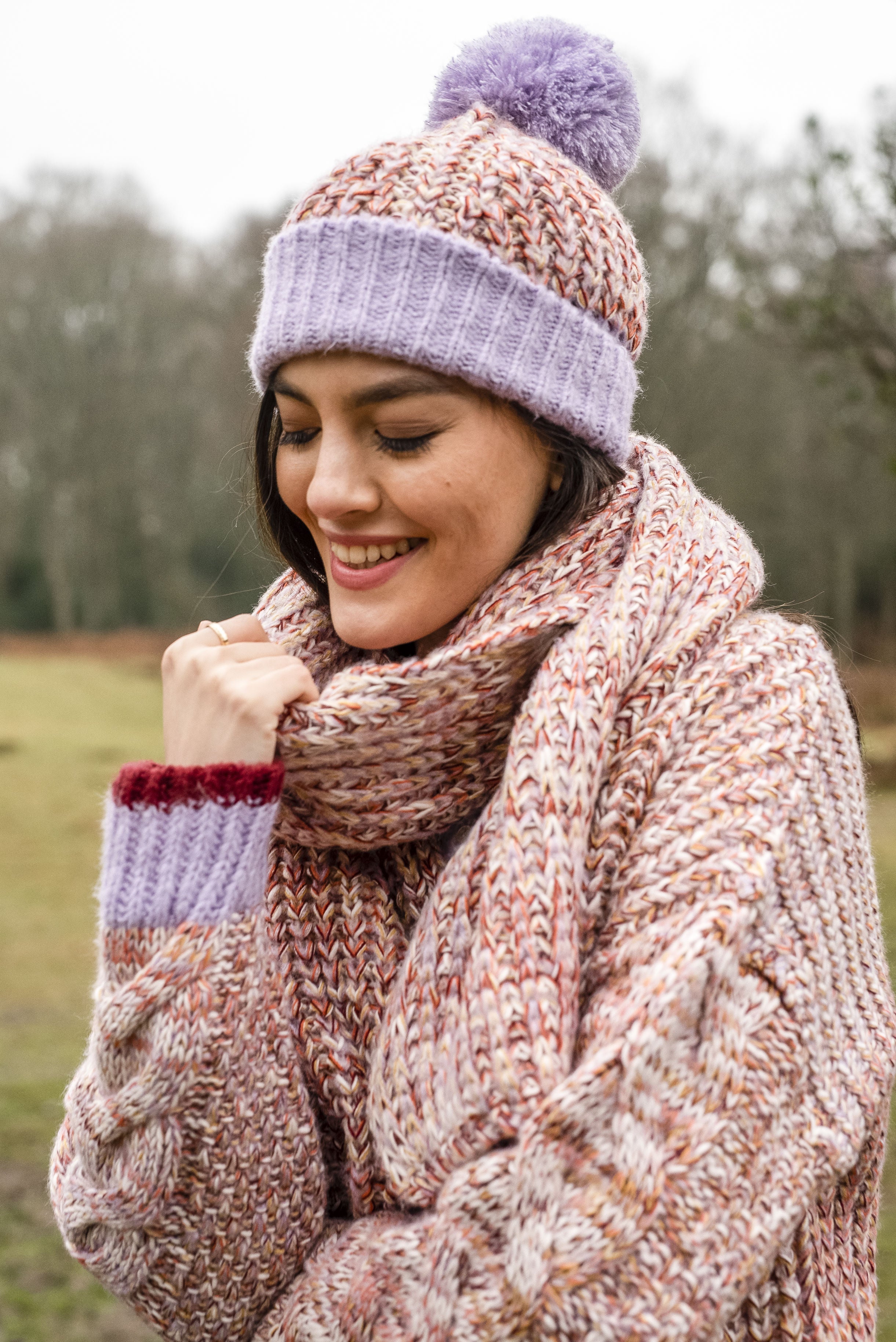 Lolly Beanie Bobble Hat - Lilac - Image 4