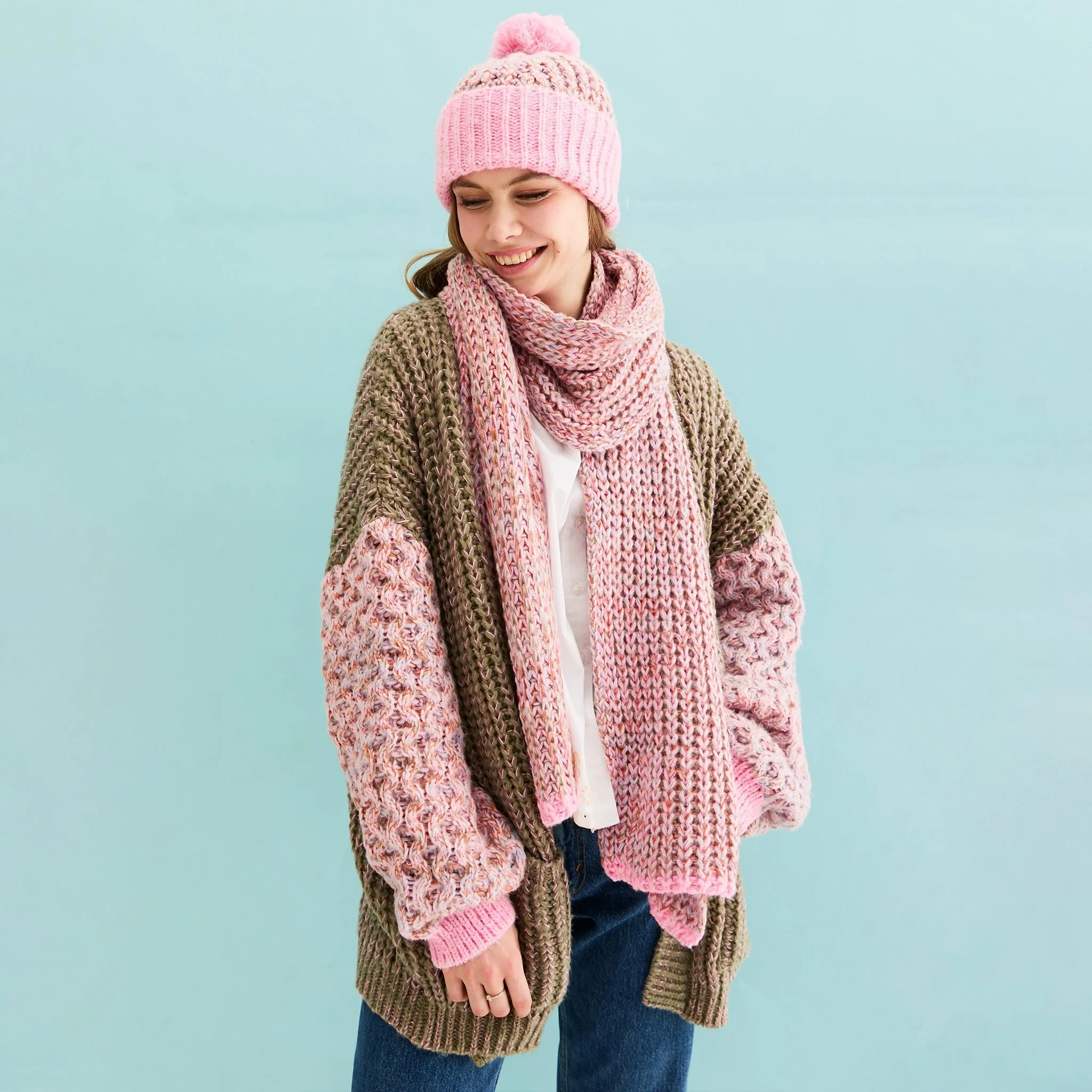 Lolly Hat Twist Bobble Pink Beanie - Image 5