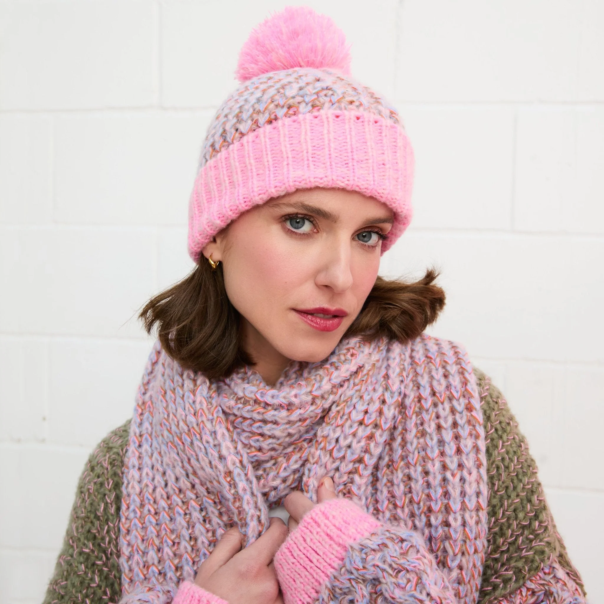 Lolly Hat Twist Bobble Pink Beanie - Image 7
