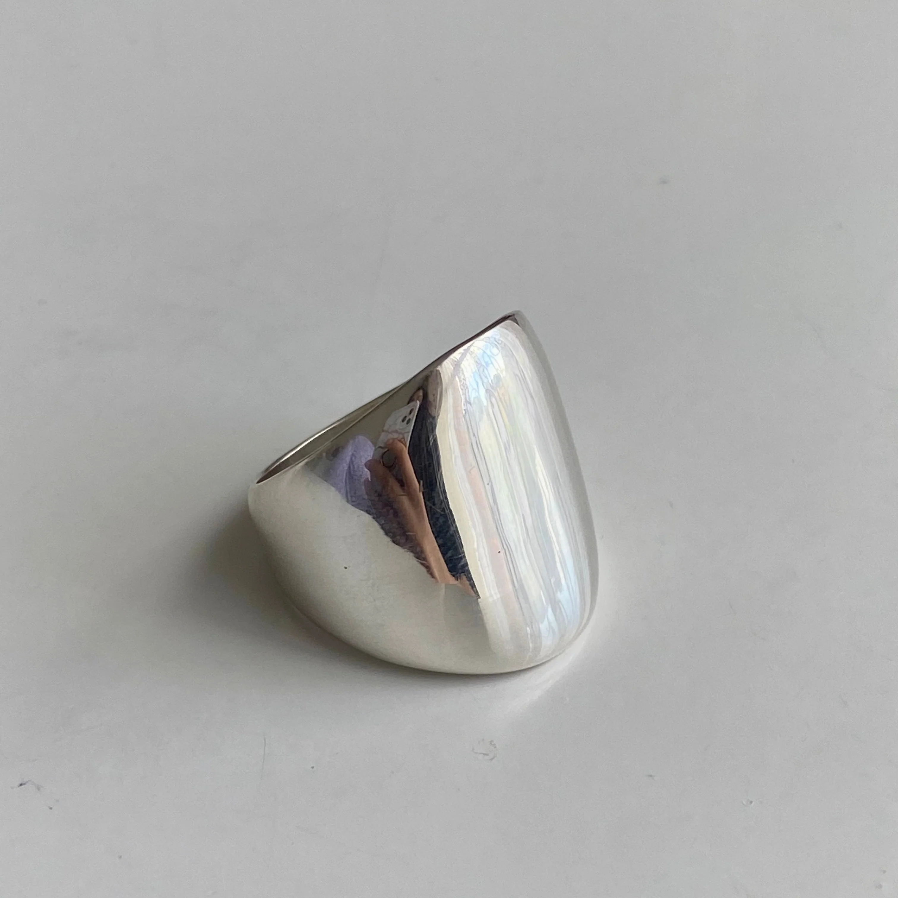 Long Chunky Rounded Sterling Silver Ring - Image 3