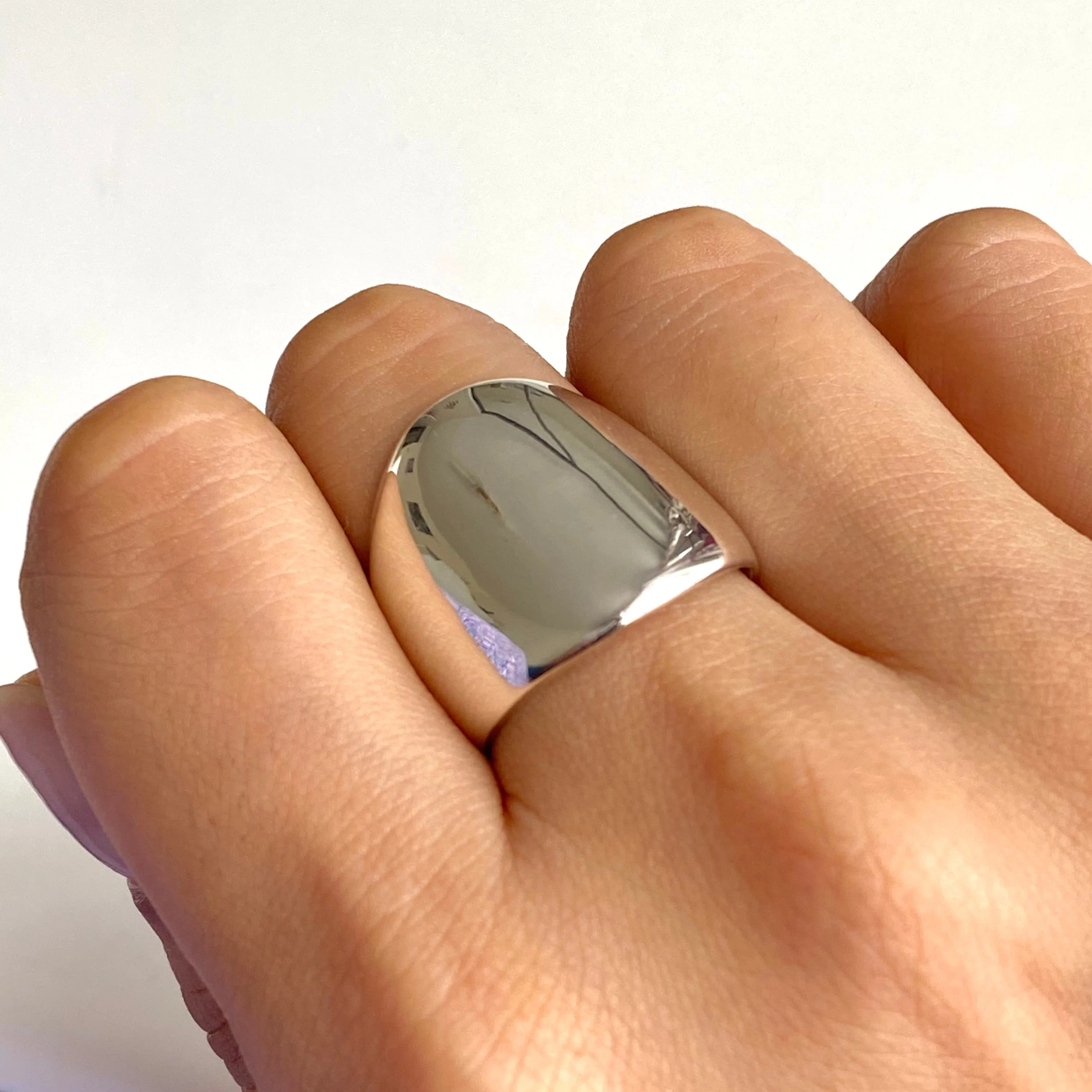 Long Chunky Rounded Sterling Silver Ring - Image 4