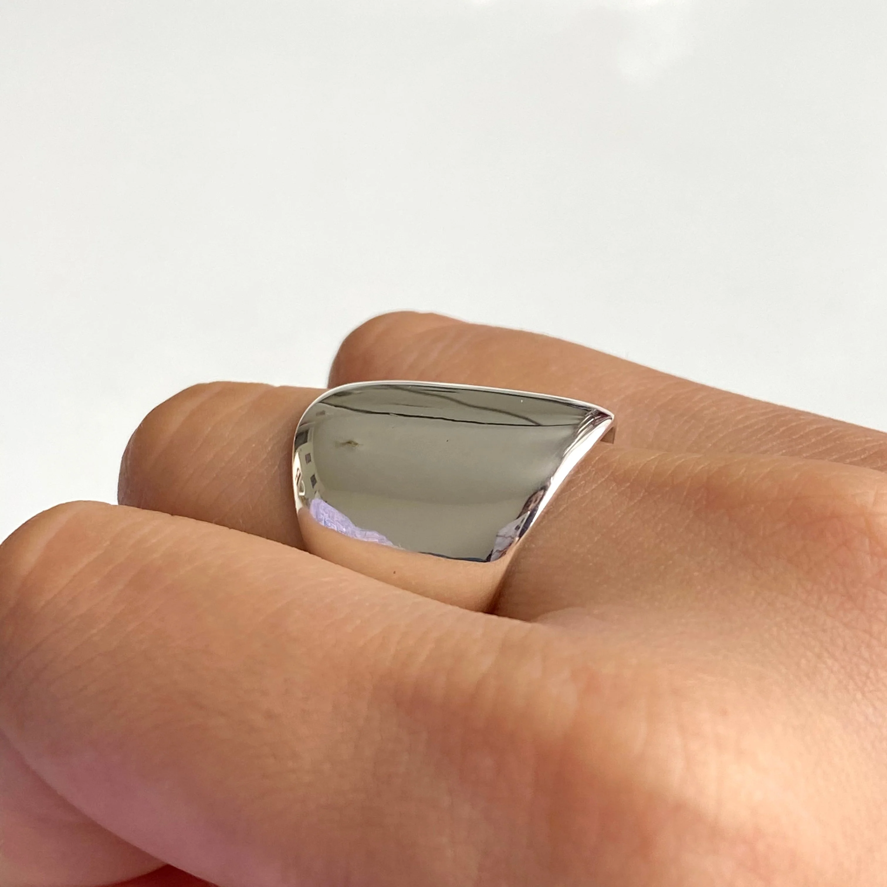 Long Chunky Rounded Sterling Silver Ring - Image 5