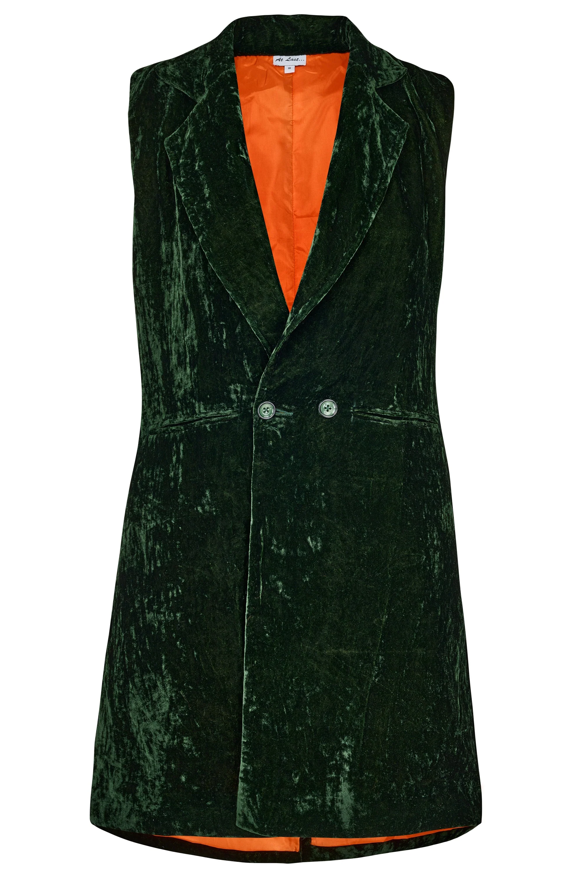 Long Silk Velvet Waistcoat In Forest Green - Image 3