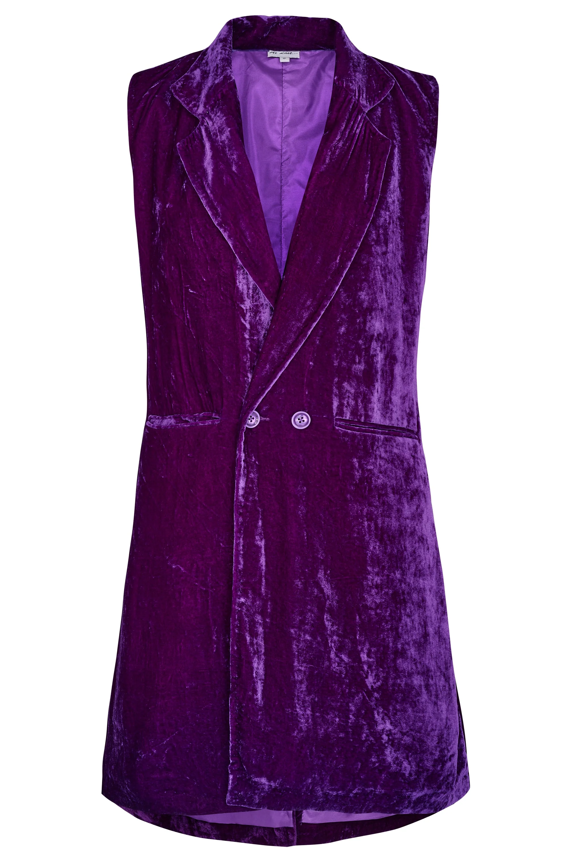 Long Silk Velvet Waistcoat In Violet - Image 3