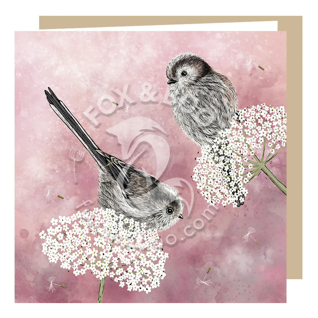 Long Tailed Tits Greeting Card