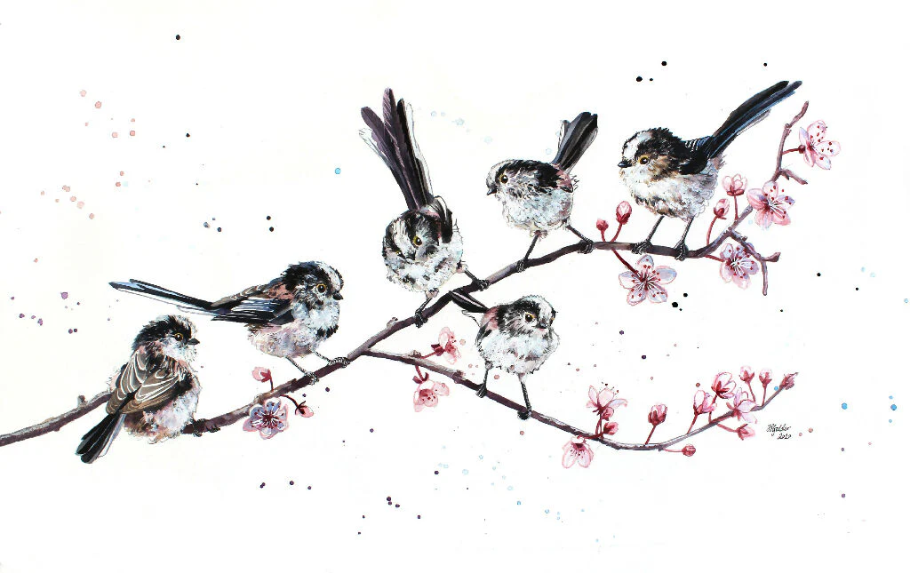 Long-Tailed Tits Limited Edition Print 'Telling Long Tails' | Jina Gelder Illustration - Image 5