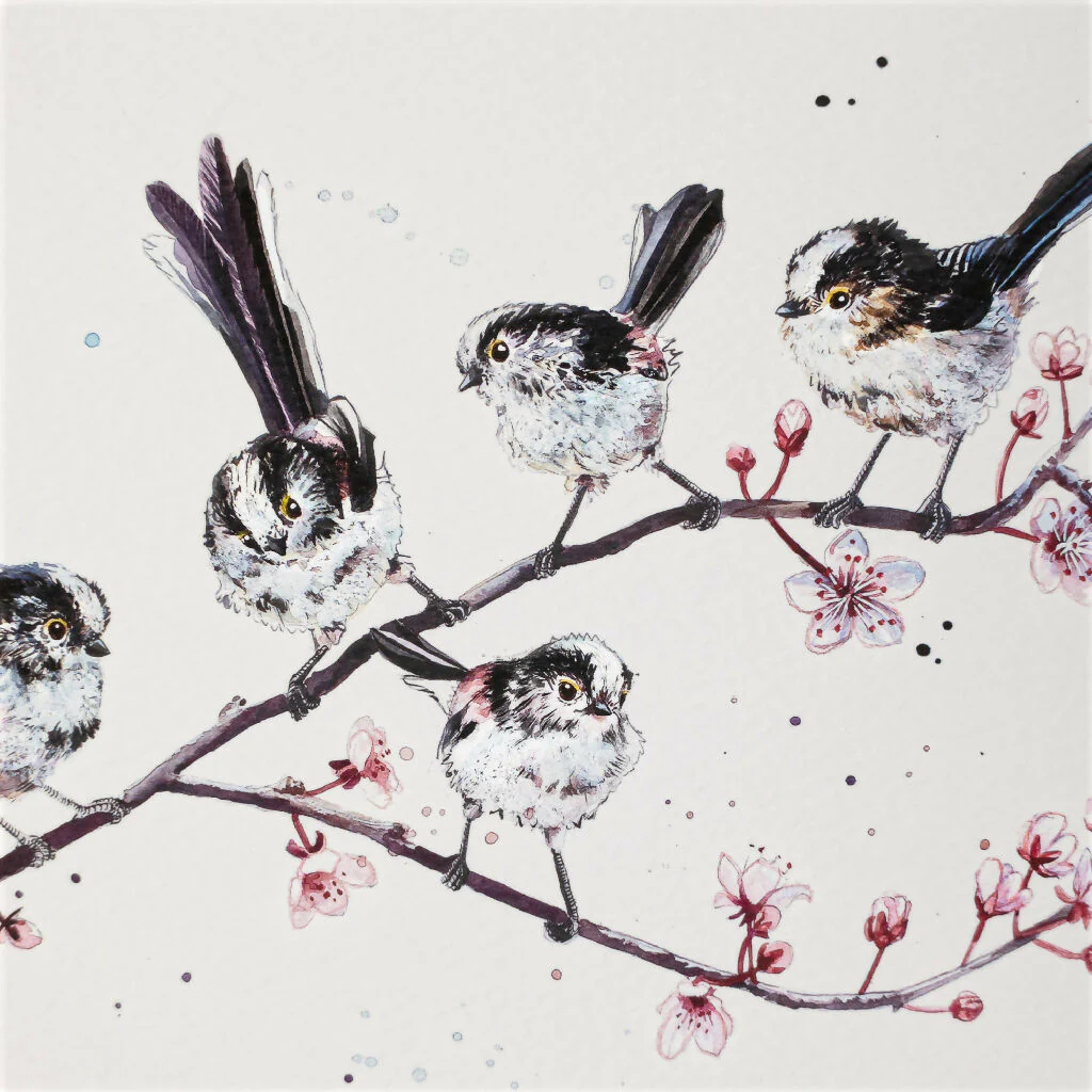 Long-Tailed Tits Limited Edition Print 'Telling Long Tails' | Jina Gelder Illustration - Image 6