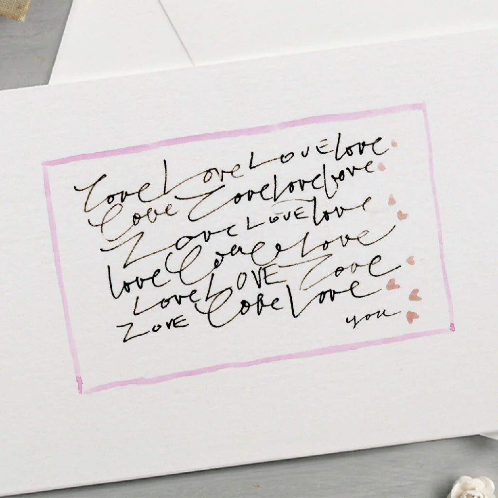 'Love, Love, Love... You' Hand Painted Printed Keepsake Card - Image 2