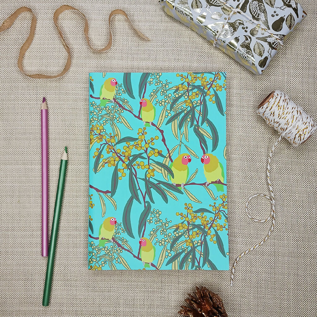 Lovebirds notebook A5 luxury plain blue notebook