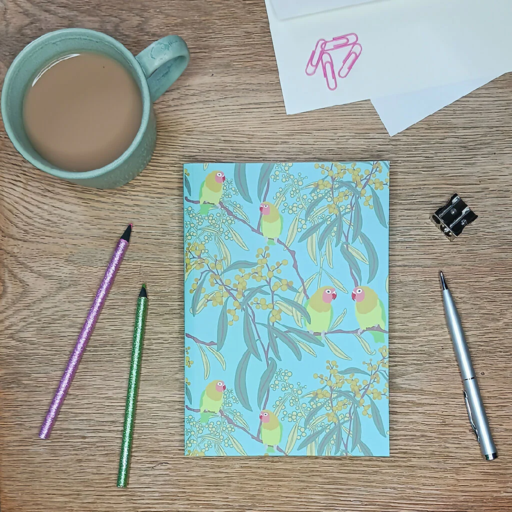 Lovebirds notebook A5 luxury plain blue notebook - Image 2