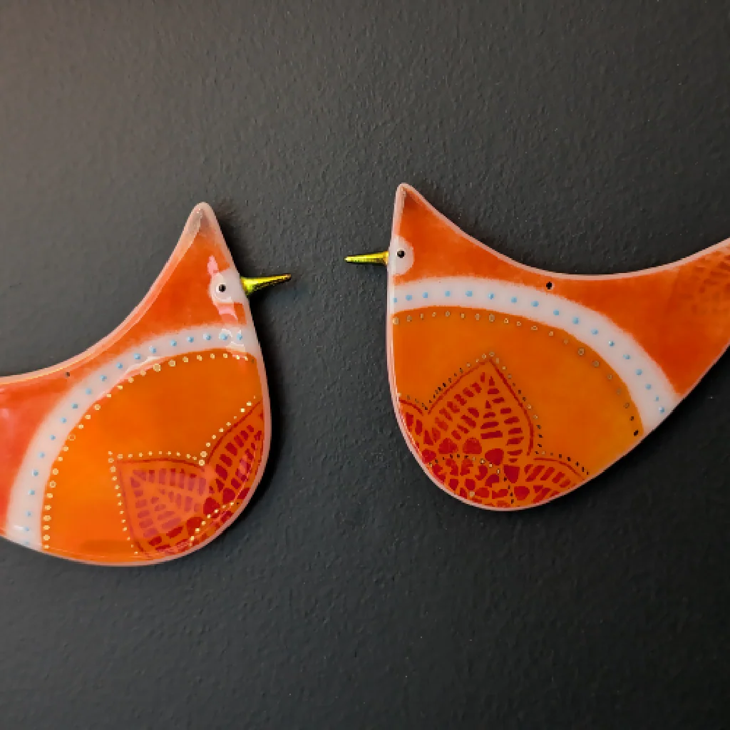 Lovebirds, pair of wall mounted glass birds, anniversaries, weddings. - Image 4