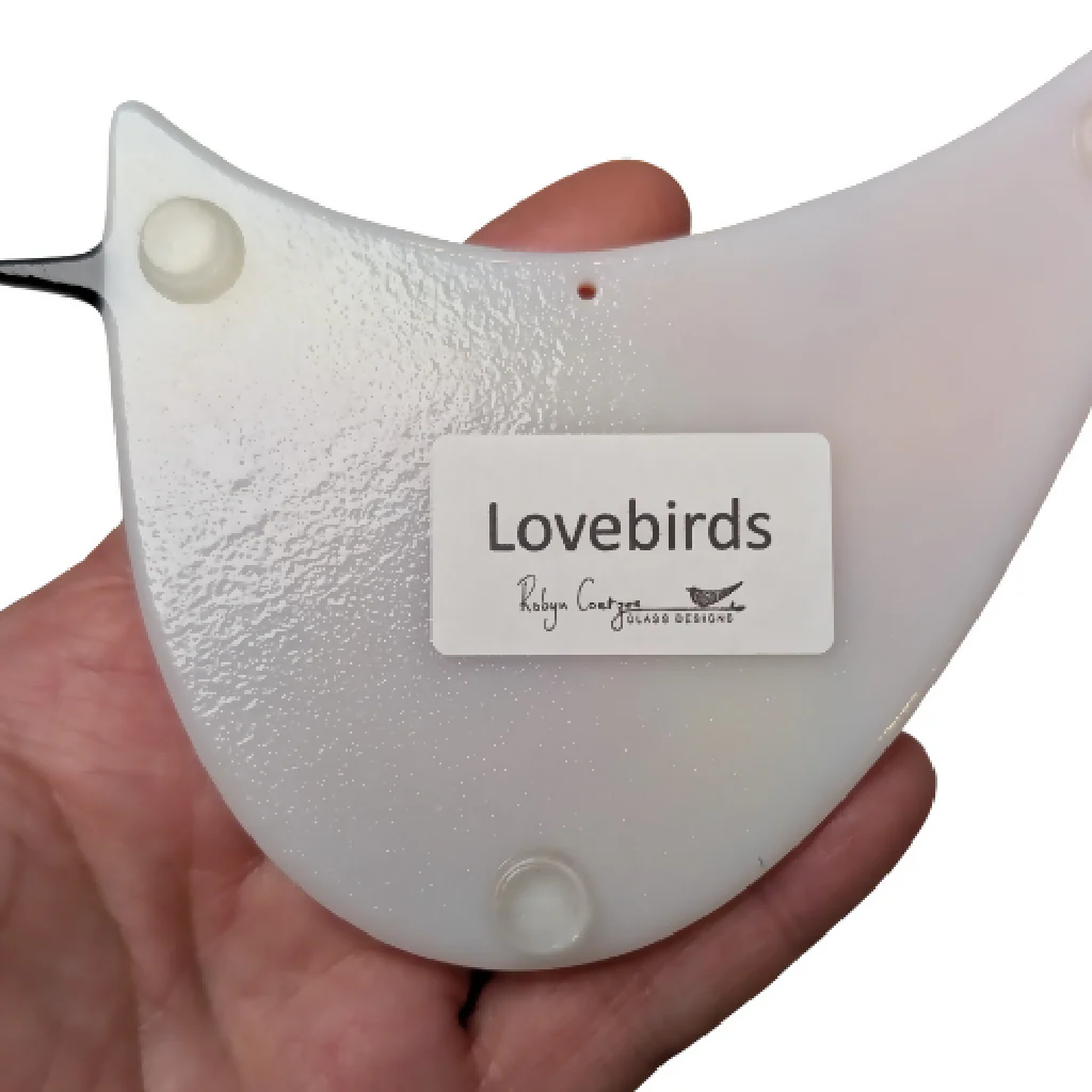 Lovebirds, pair of wall mounted glass birds, anniversaries, weddings. - Image 8
