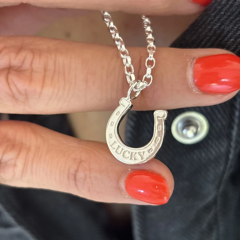 Lucky Horse Shoe Charm Necklace - Sterling Silver