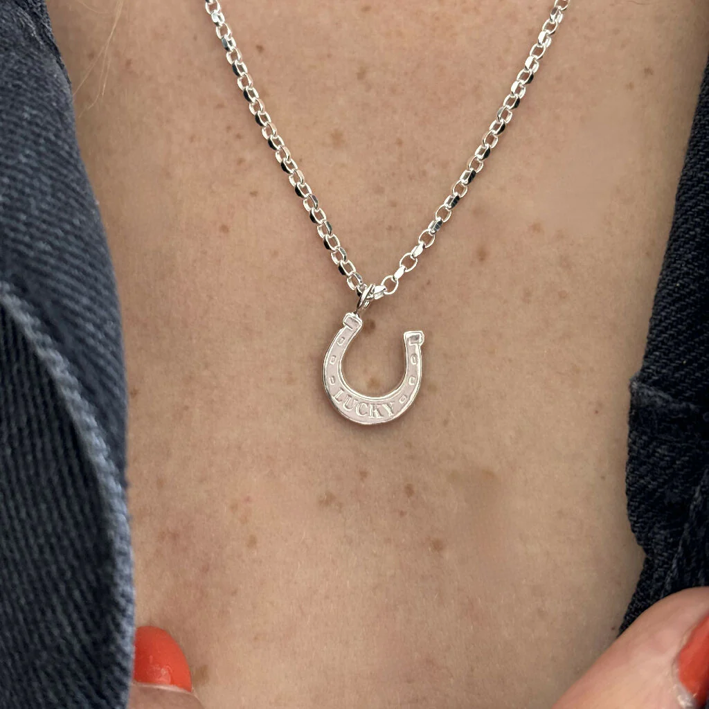 Lucky Horse Shoe Charm Necklace - Sterling Silver - Image 6