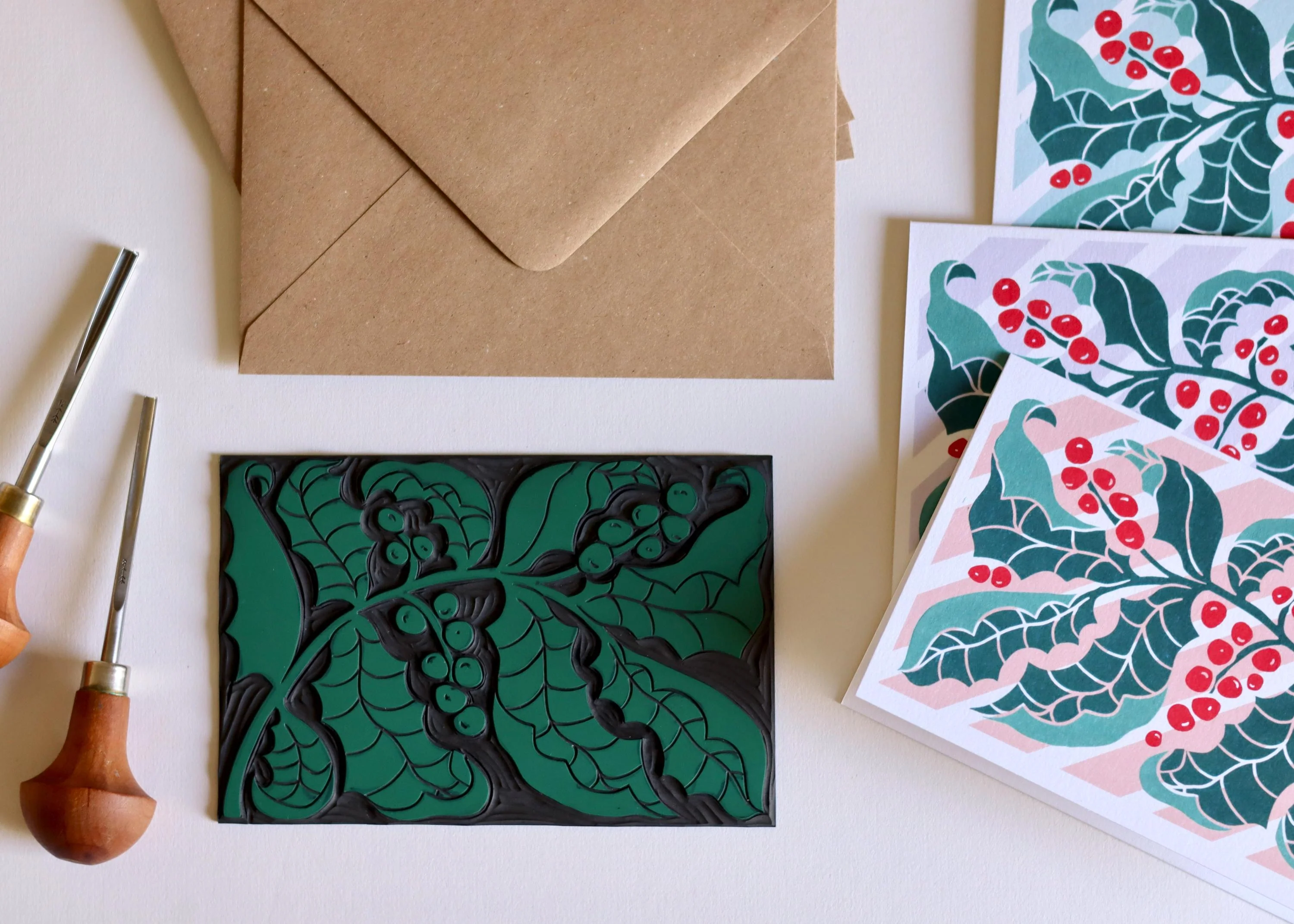 Luxury Candy Stripes & Holly Leaves Christmas Card | Set of 4 Cards & Envelopes - Image 10
