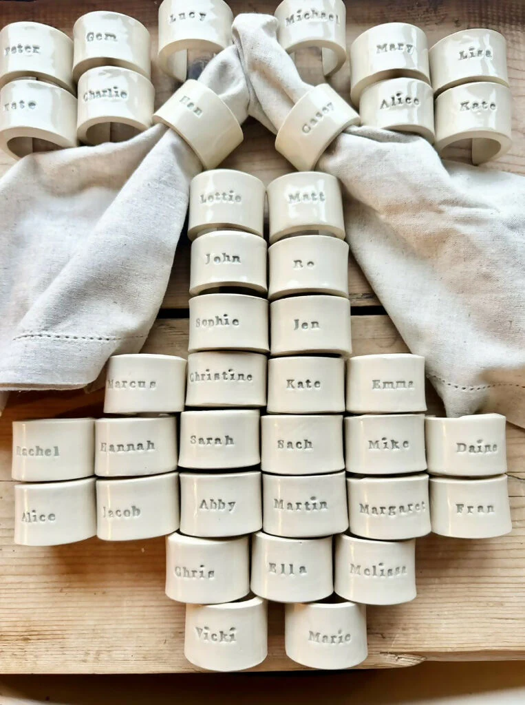 Luxury Personalised Ceramic Napkin Rings – Wedding Favours & Place Settings
