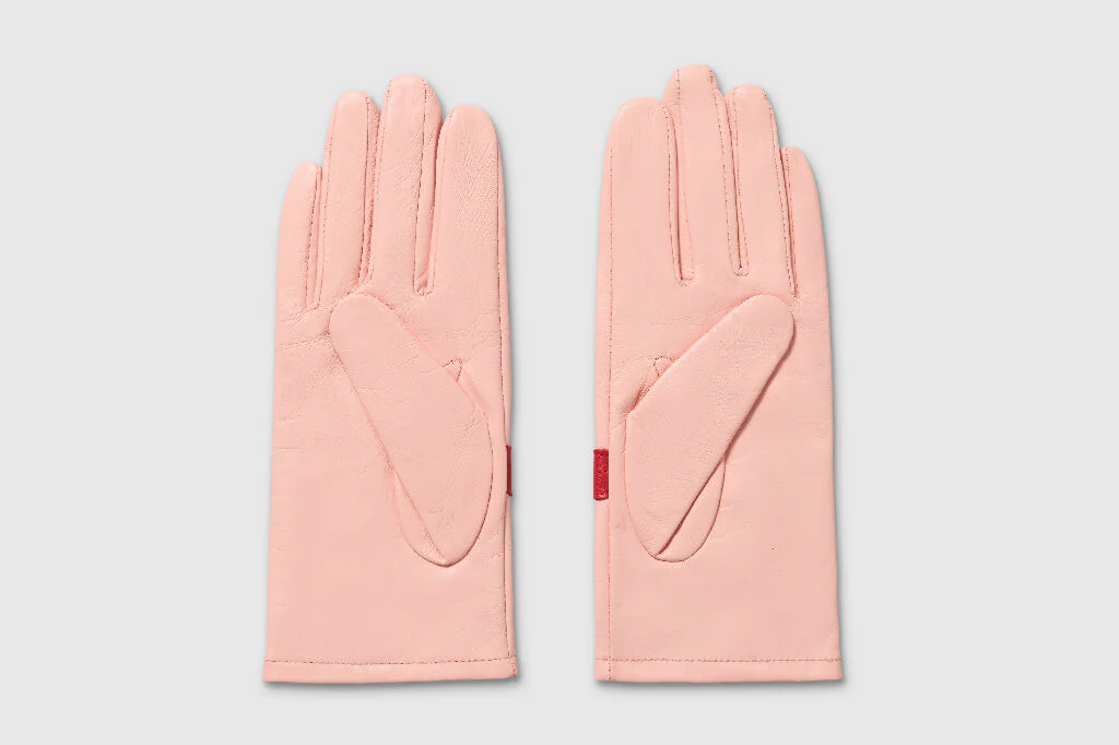 Mabel Sheppard Pink + Red Kisses Lips Leather Gloves - Image 4