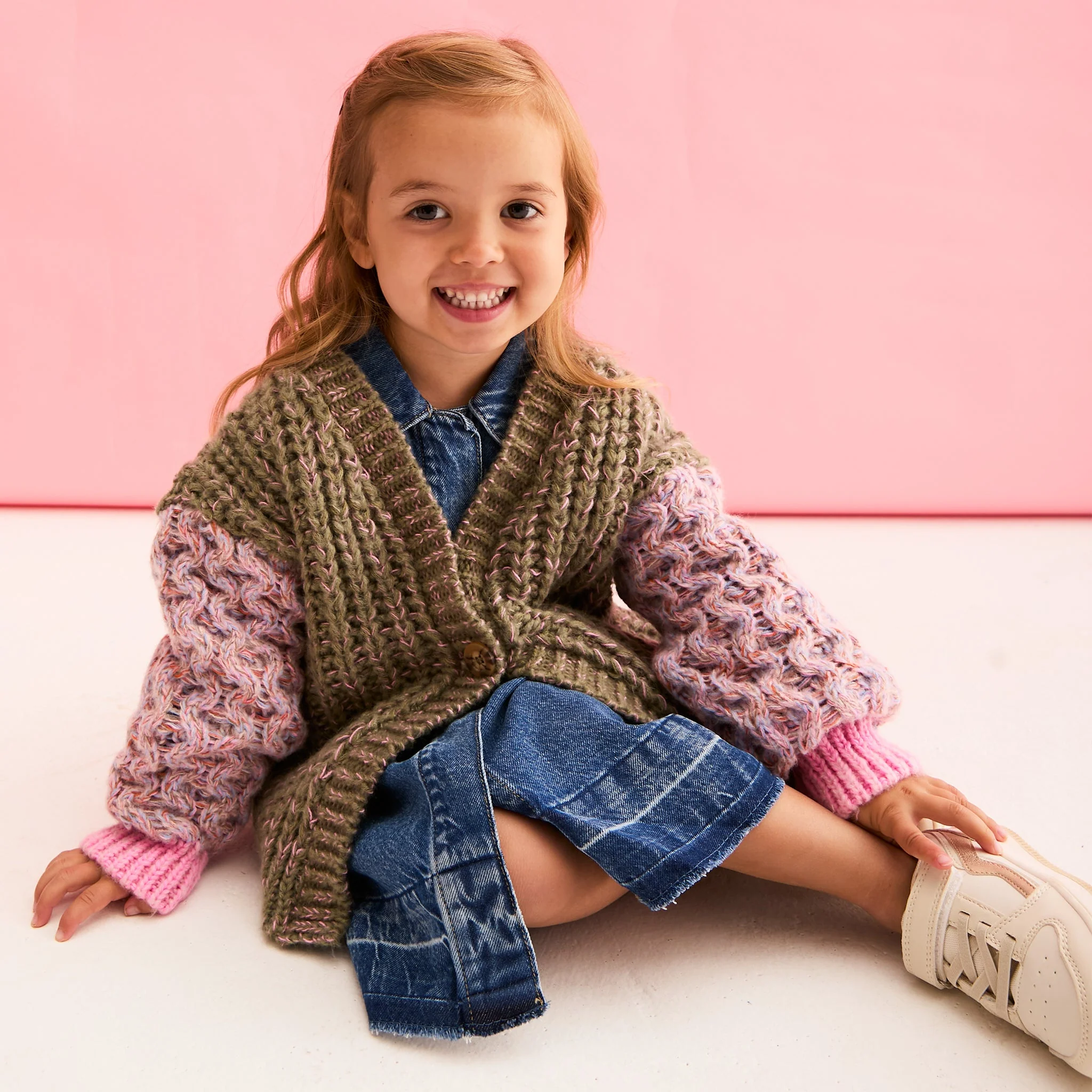 Madison Mini Me Oversized Balloon Sleeve Kids Cardigan - Image 3