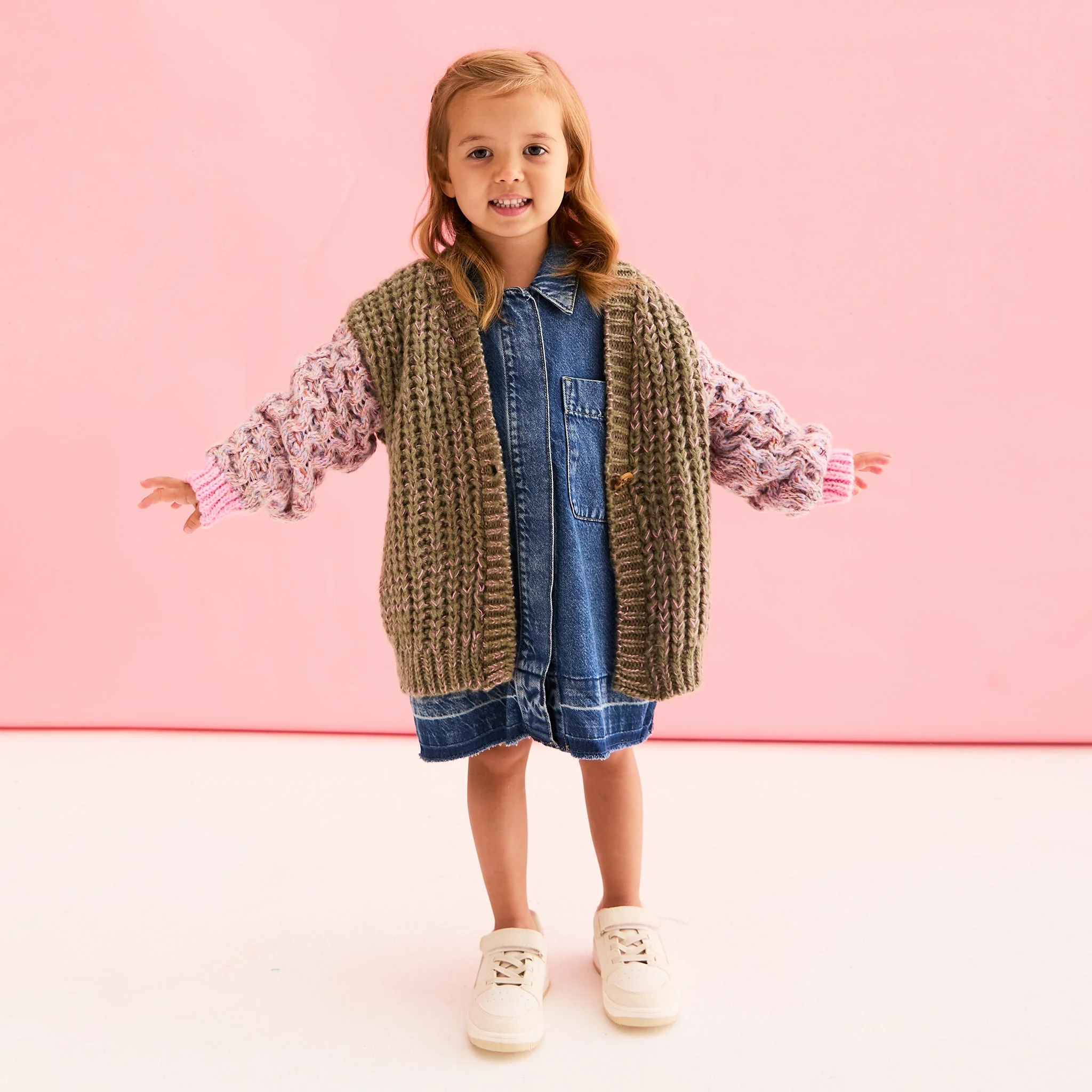 Madison Mini Me Oversized Balloon Sleeve Kids Cardigan - Image 4