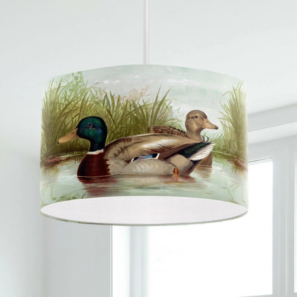 Mallard Duck River Illustration Lampshade - Image 5