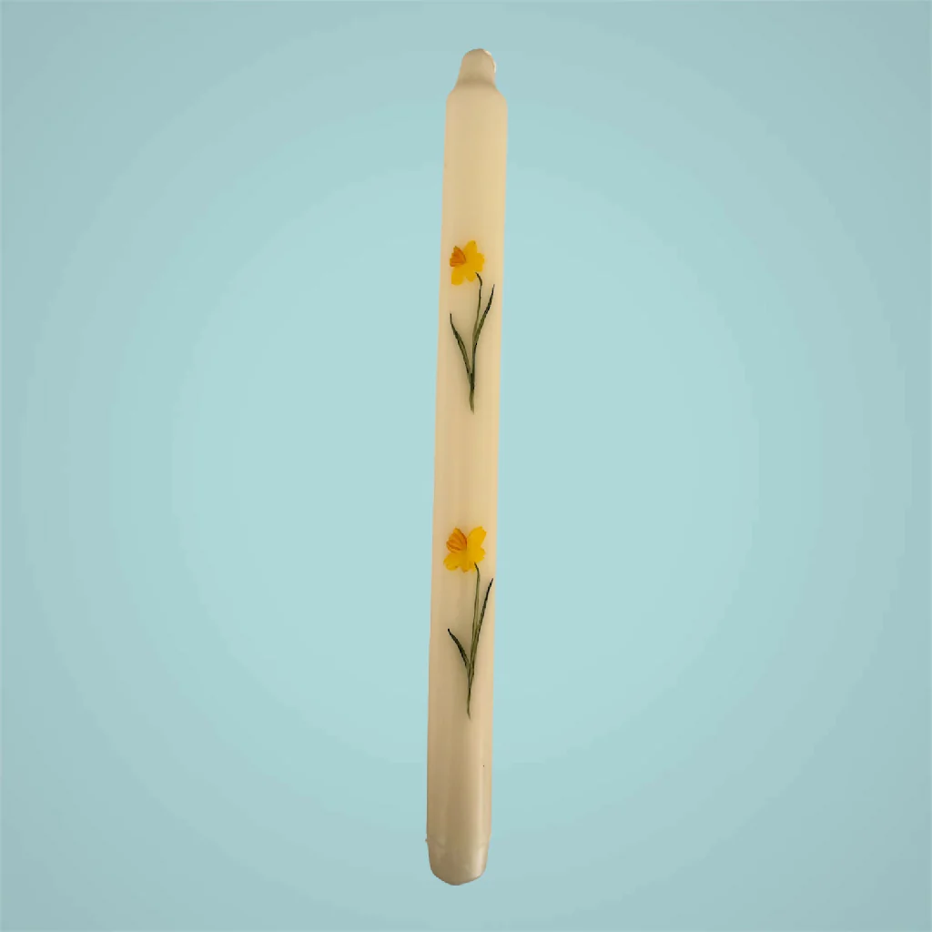 March Birth Flower Candle - Hand Painted Daffodil Candle with Metal Holder - Image 3