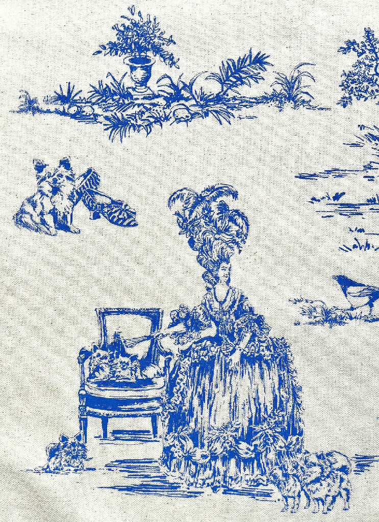 Marie Antoinette (Blue) Hand Screenprinted Organic Cotton Tea-towel - Image 3