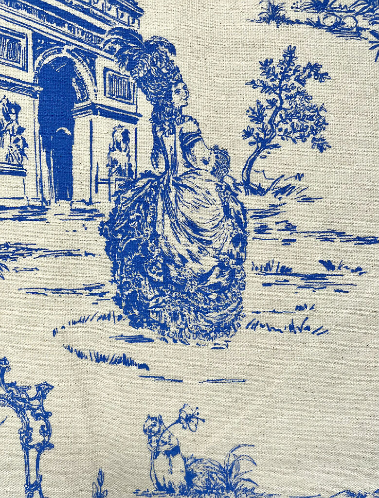 Marie Antoinette (Blue) Hand Screenprinted Organic Cotton Tea-towel - Image 4