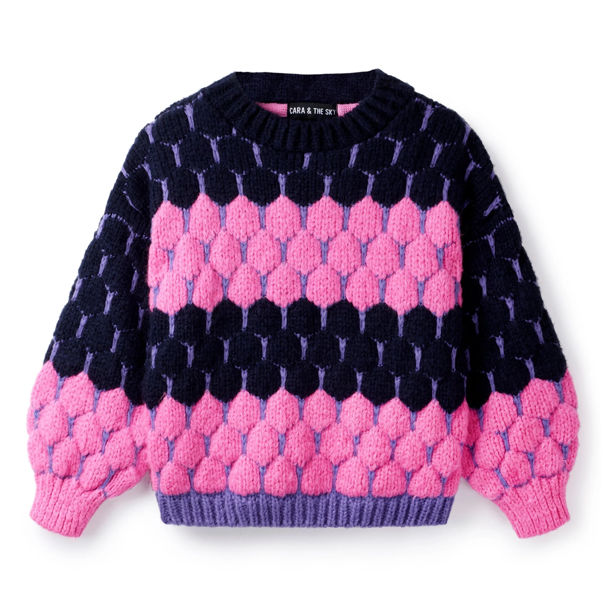 Marissa Mini Me Bubble Stitch Stripe Kids Jumper - Image 2