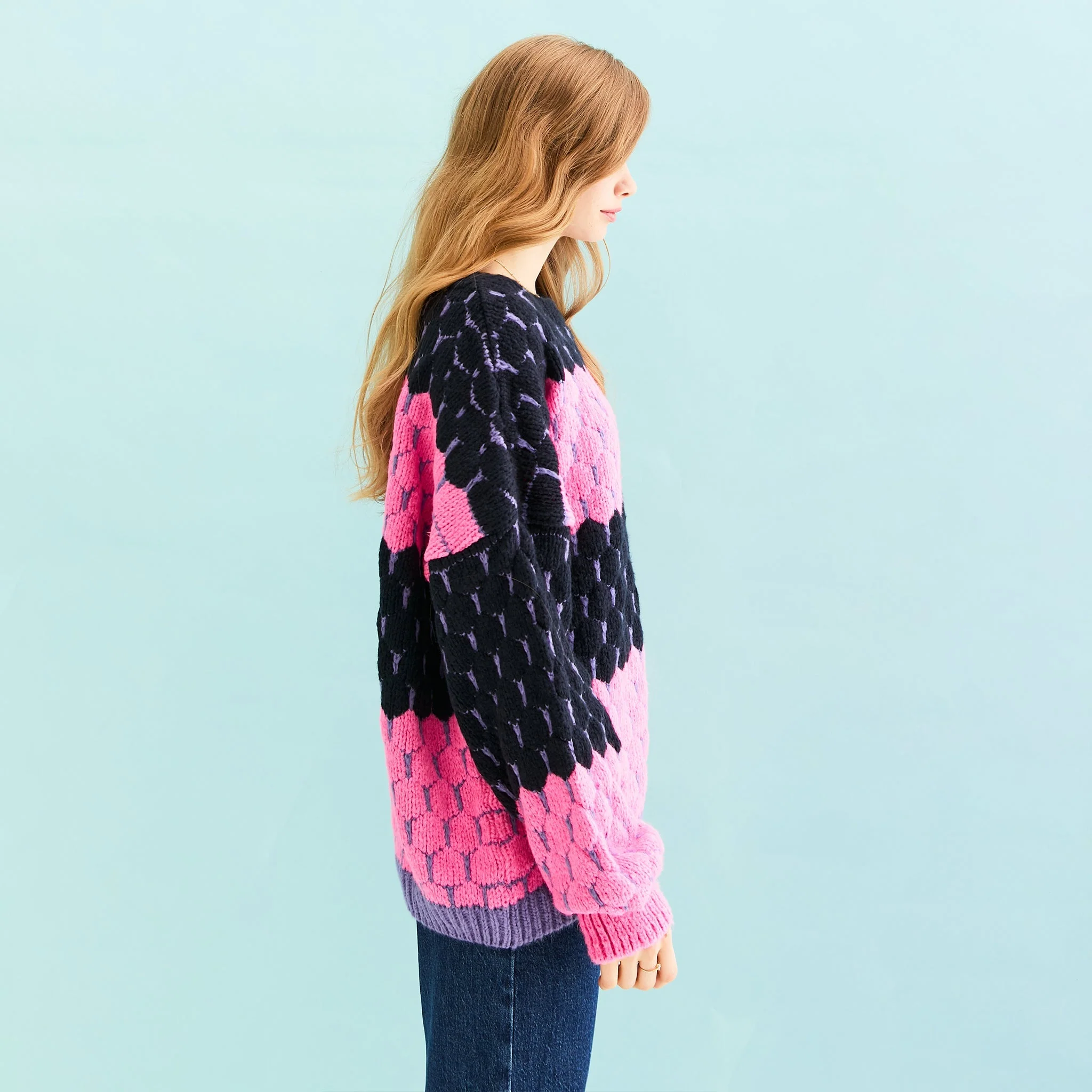 Marissa Stripe Bubble Stitch Jumper - Navy - Image 5