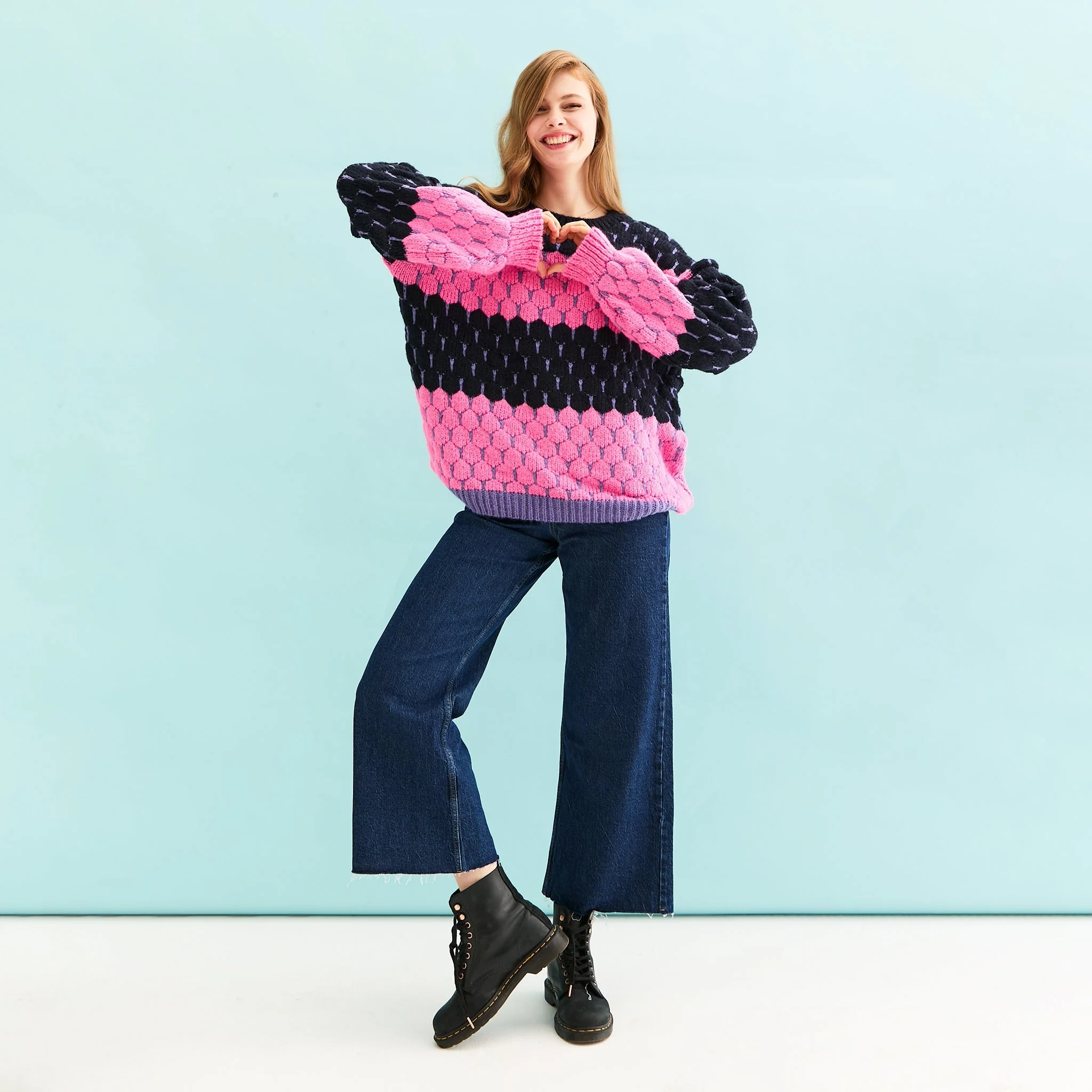 Marissa Stripe Bubble Stitch Jumper - Navy - Image 7