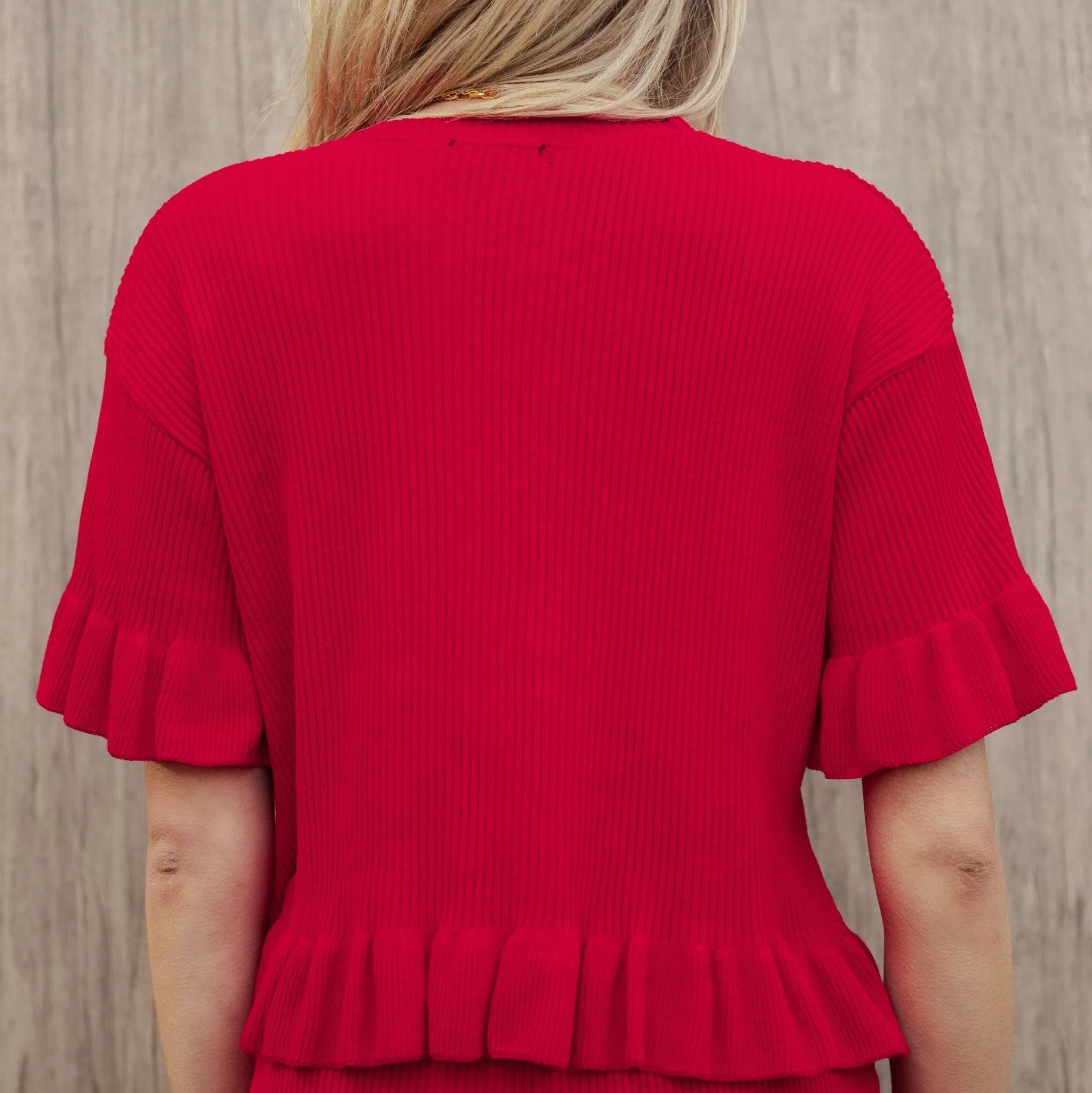 Marlow Ruffle Co-Ord Cardigan - Red - Image 6