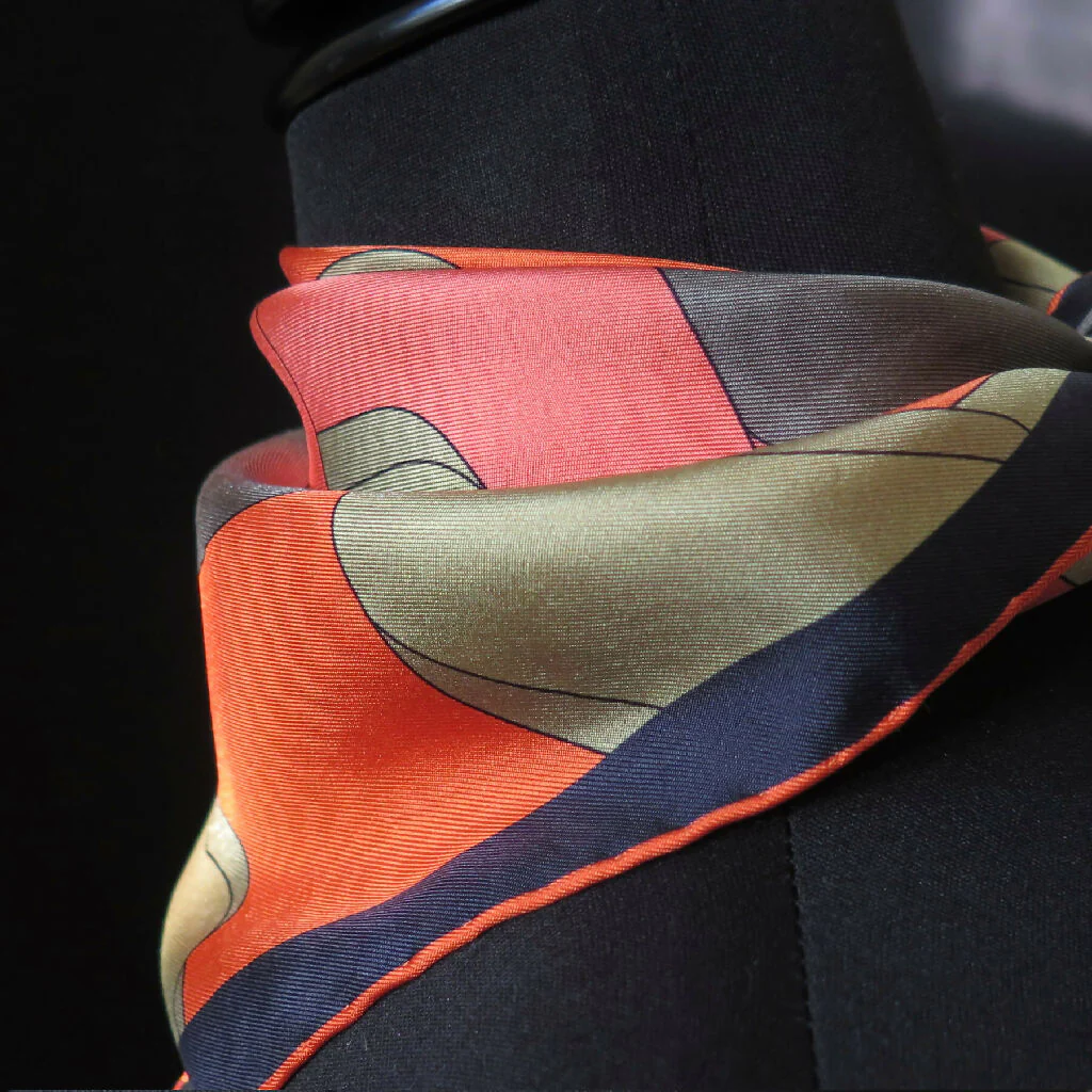 Hand Rolled Silk Scarf | Pure Silk Twill | Mars Dusk