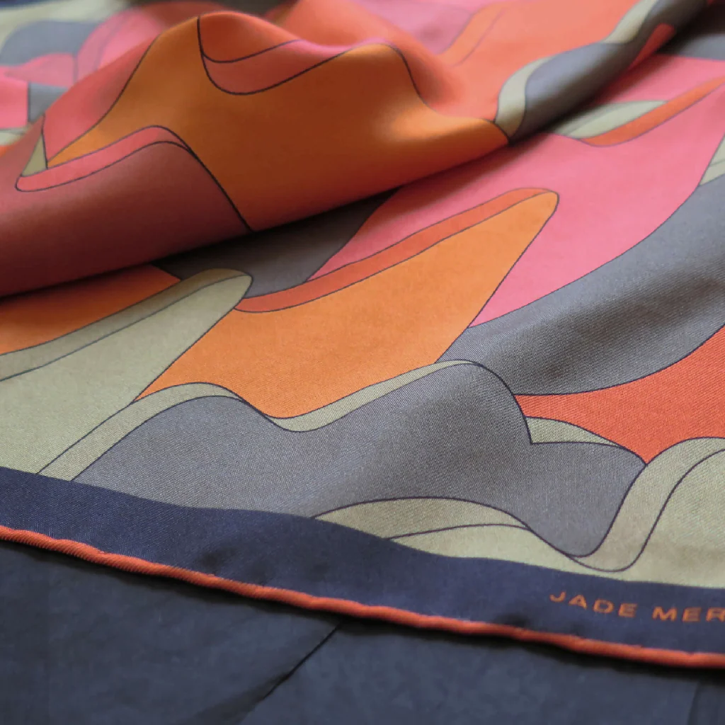 Hand Rolled Silk Scarf | Pure Silk Twill | Mars Dusk - Image 5