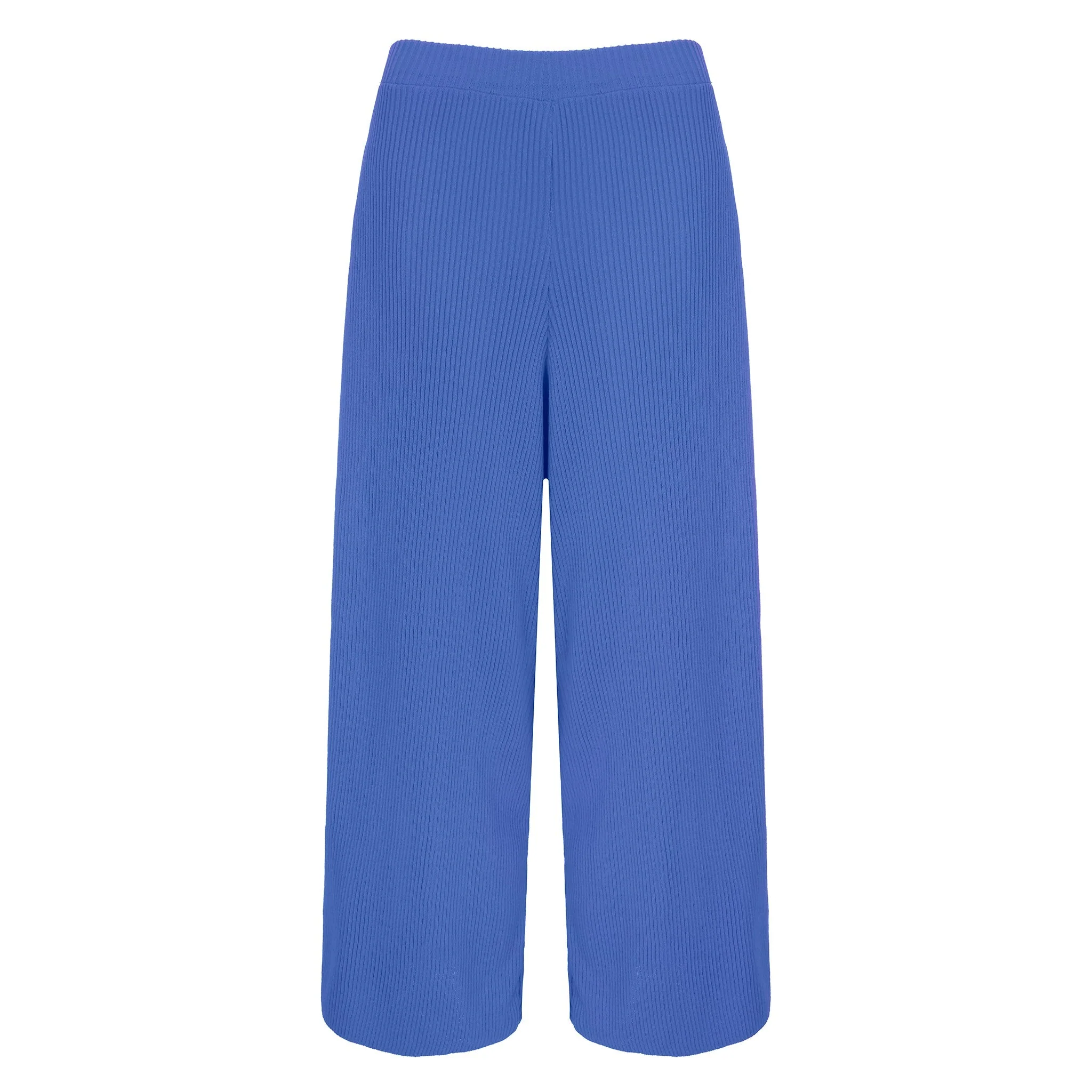 Martha Wide Leg Knitted Trousers - Cornflower Blue - Image 3