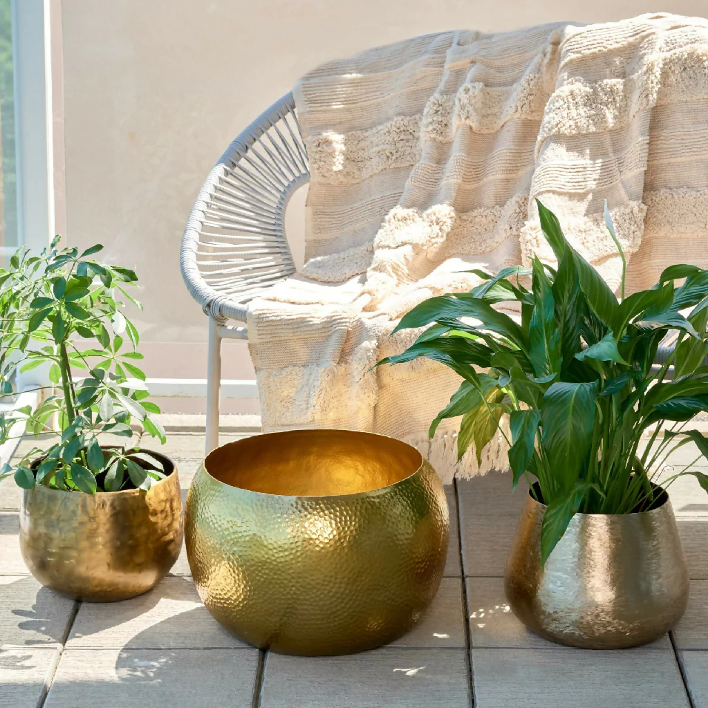 Matte Gold Brass Planter - Peetal - Image 2