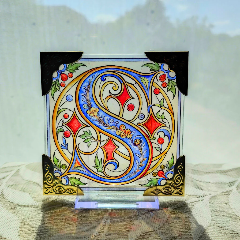 Medieval Inspired Initial Glass Tile - Image 2