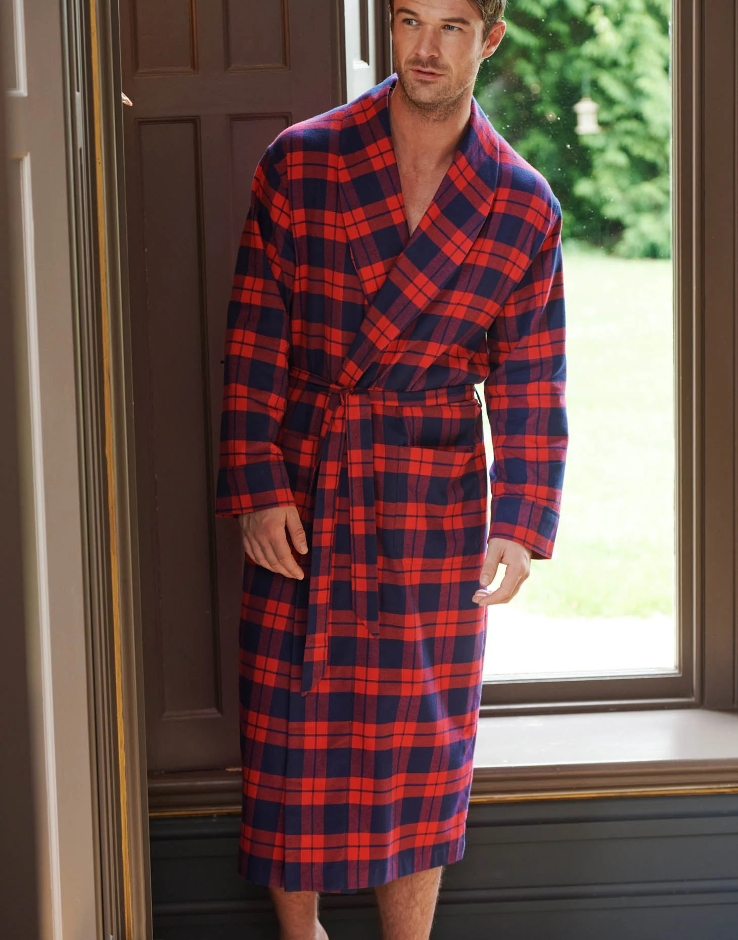 Men's Brushed Cotton Dressing Gown – Dumbarton Tartan - Image 3