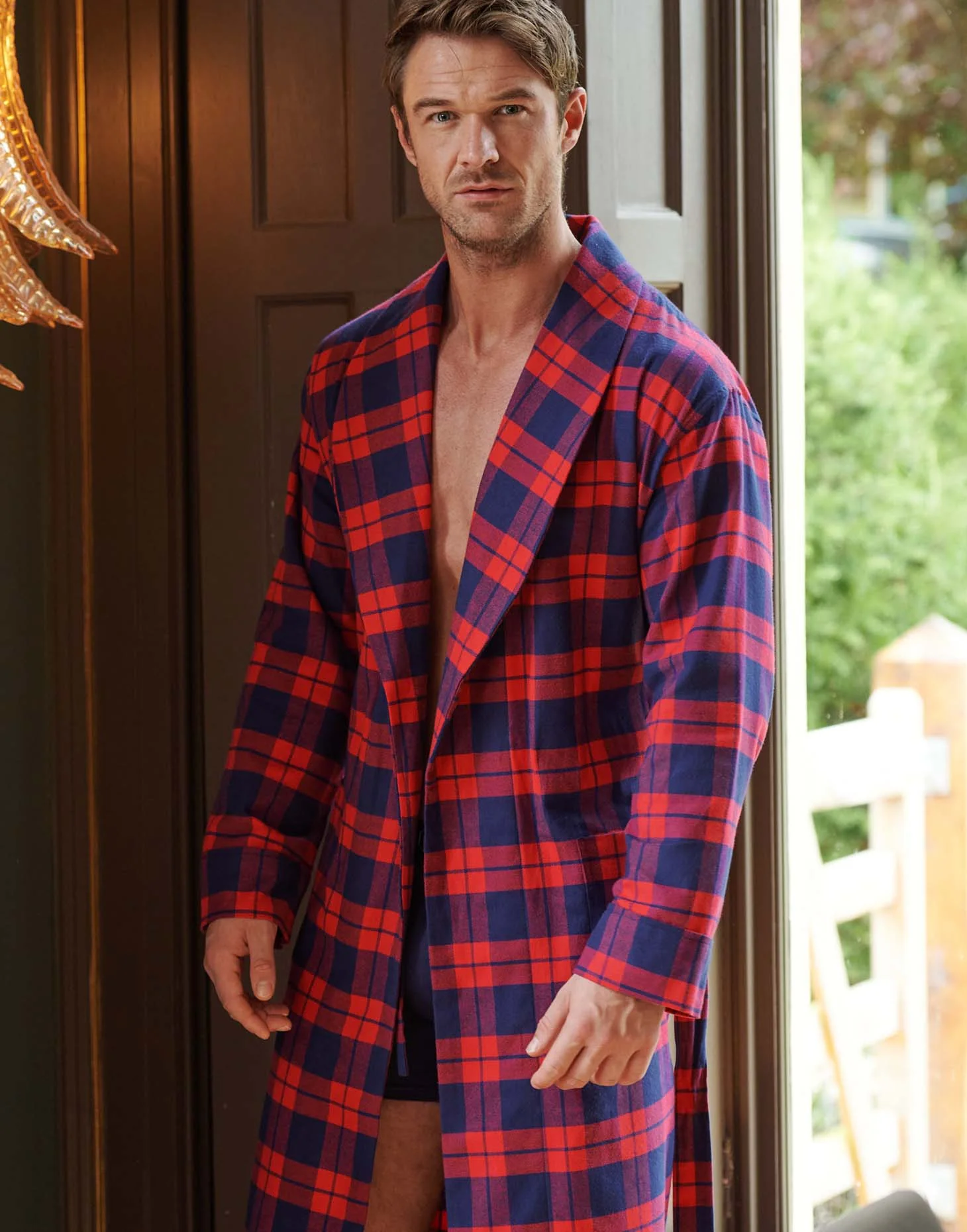 Men's Brushed Cotton Dressing Gown – Dumbarton Tartan - Image 4