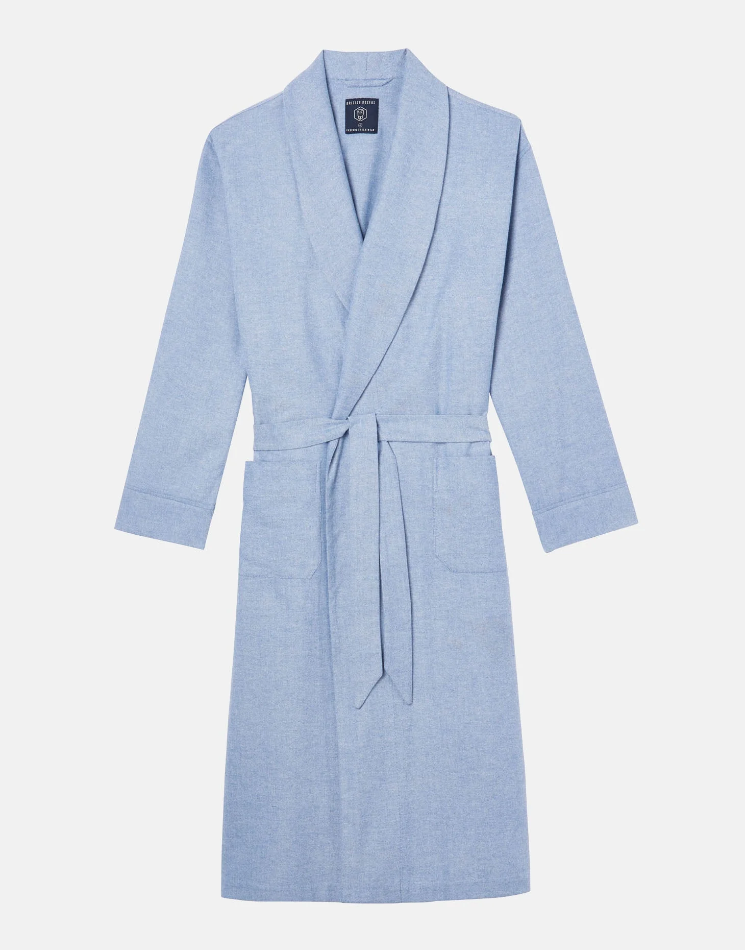 Men's Brushed Cotton Dressing Gown – Staffordshire Blue Herringbone - Image 8