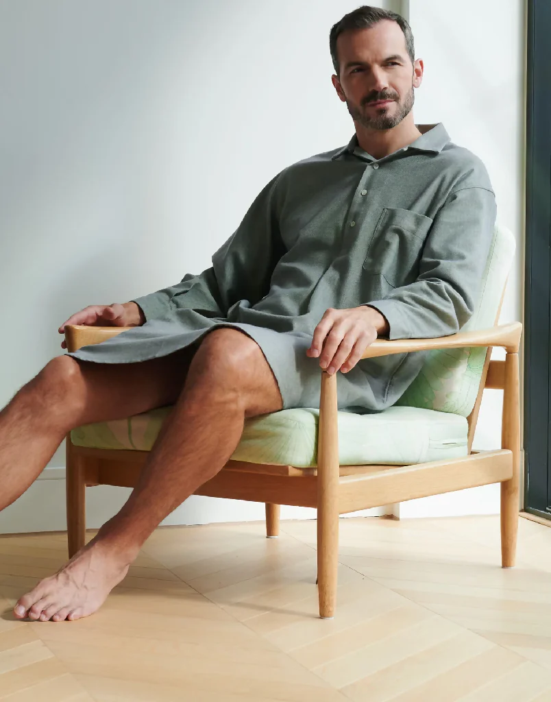 Men's Brushed Cotton Herringbone Nightshirts - Image 5