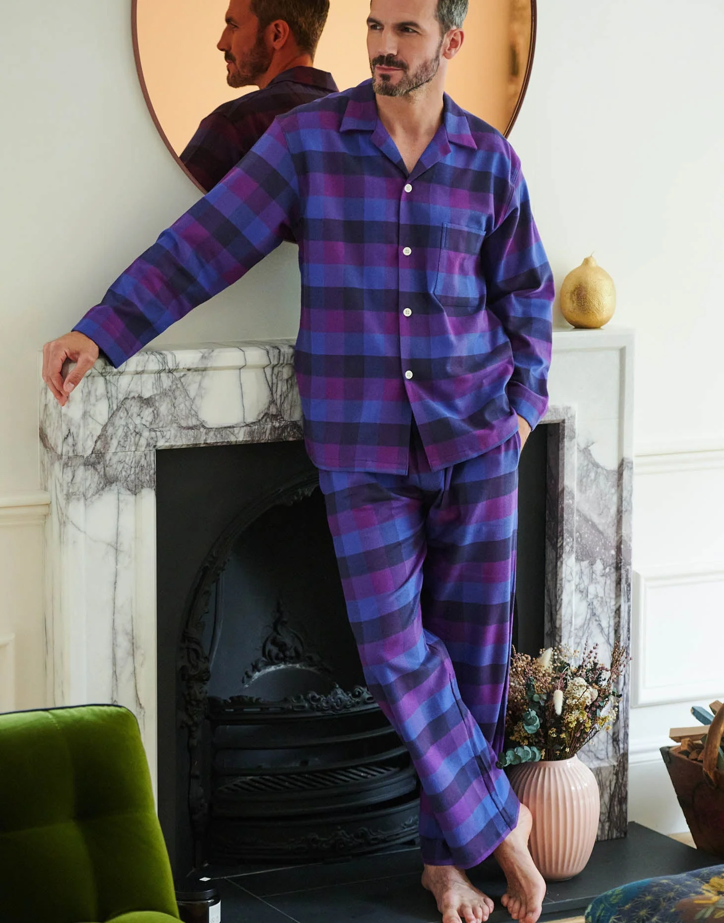 Men's Brushed Cotton Pyjama Set – Berwick Check - Image 3