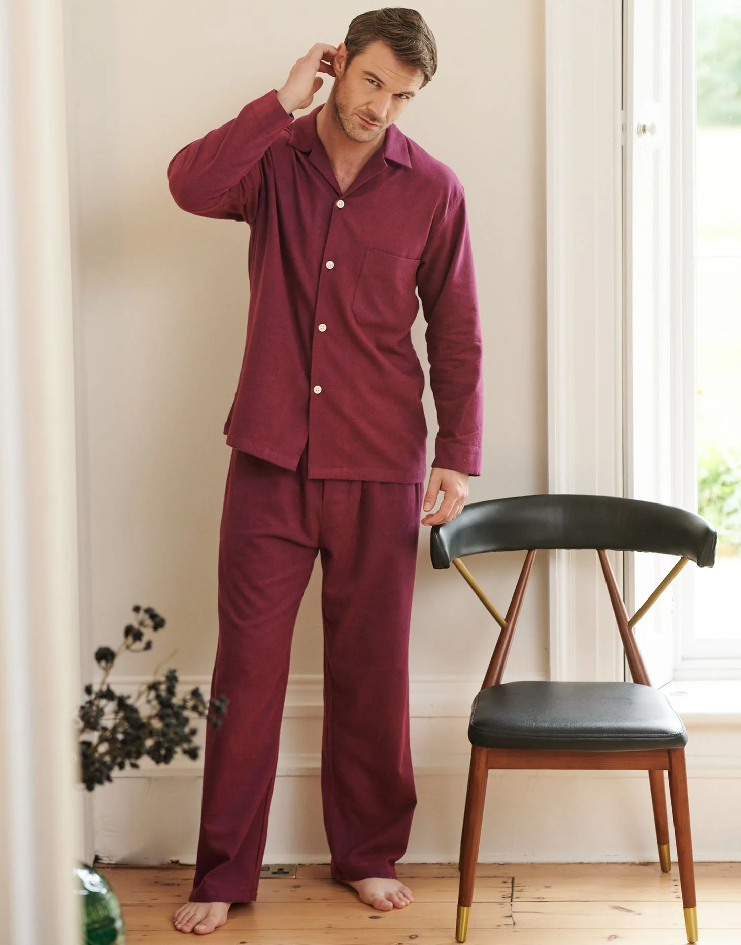 Men's Brushed Cotton Pyjama Set – Cahors Herringbone - Image 3