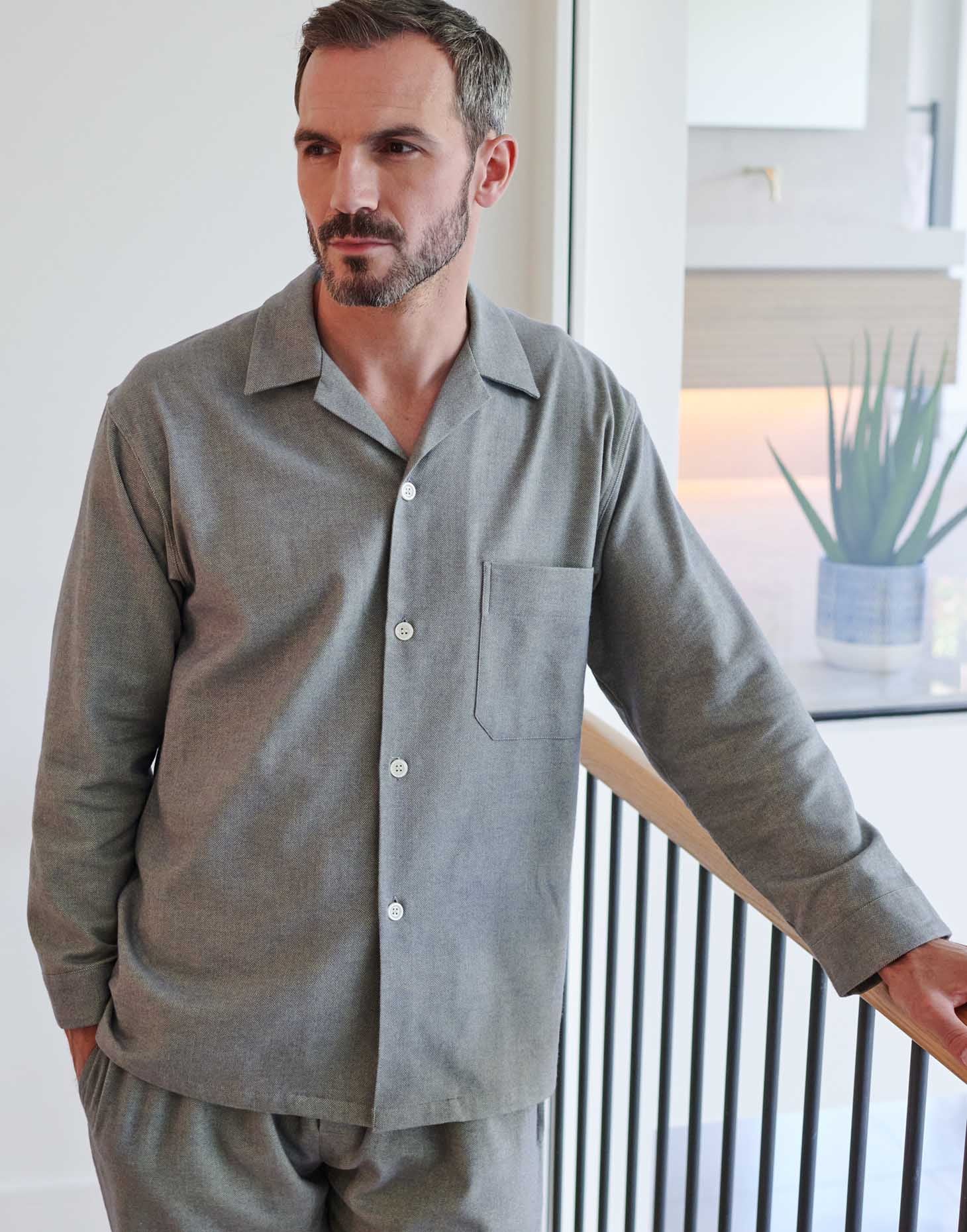 Men's Brushed Cotton Pyjama Set – Orkney Herringbone - Image 4