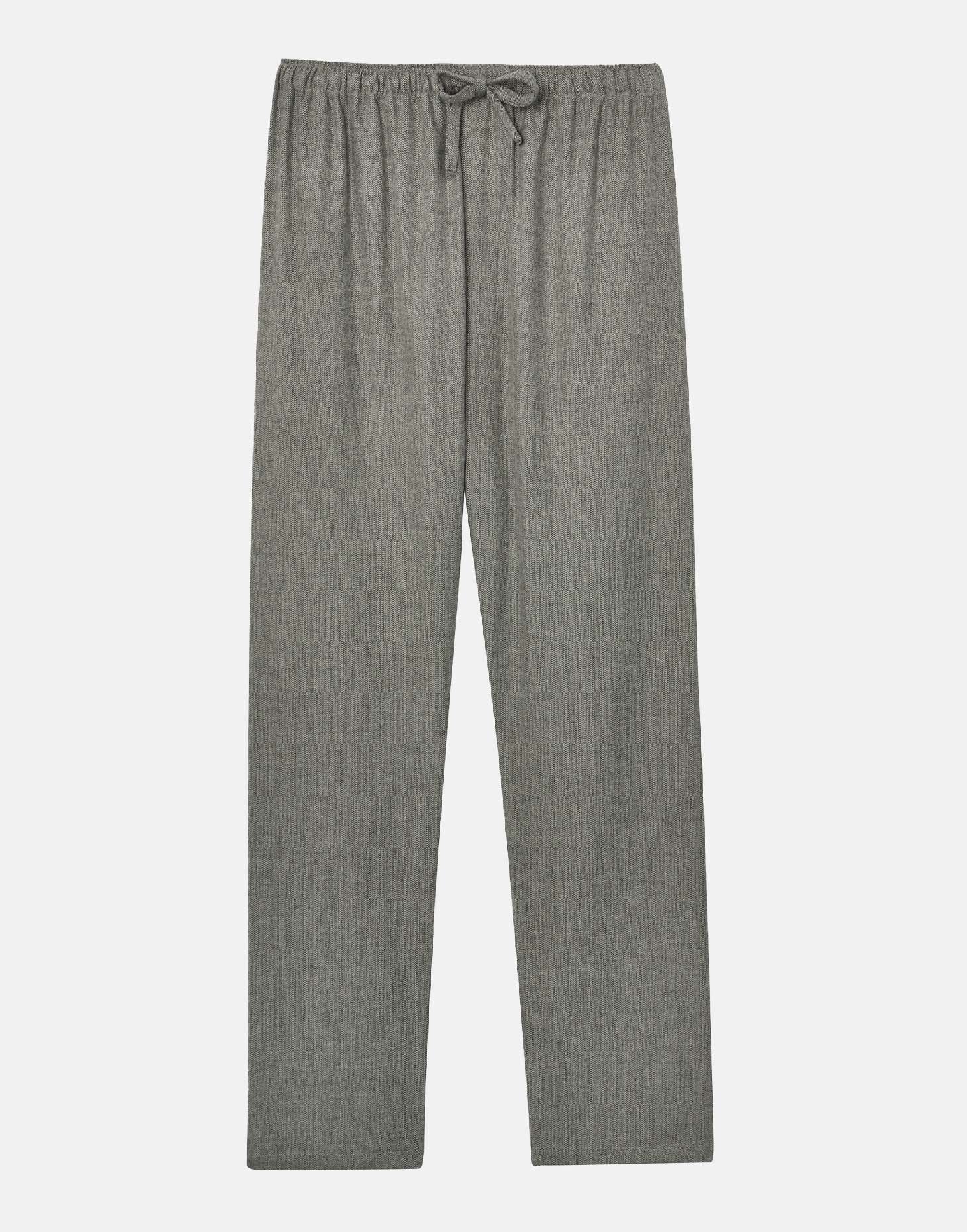 Men's Brushed Cotton Pyjama Trousers – Whitby Jet Herringbone - Image 2